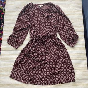 Maroon babydoll dress with belt from loft. Size XL